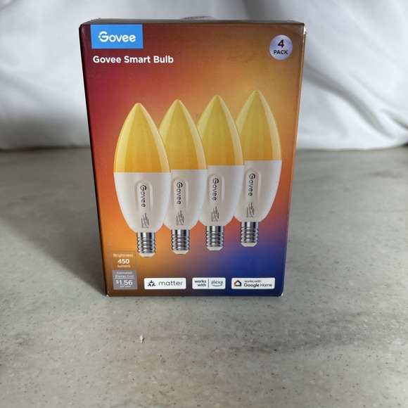 Govee Other - Govee E12 Led Bulb Smart Light Bulbs Energy Efficient 4 Pack H600B Bluetooth NEW